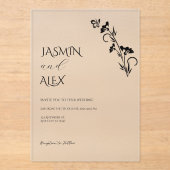 シックブラックフローラ結婚式招待状 アクリル招待状 (正面)