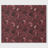 シックブラックブルガンディレッドフローラブライダルシャワー ラッピングペーパー (フラット)