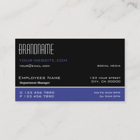 シックブラックブルーホワイトシンプルプロフェッショナル 名刺 (裏面)