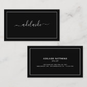 シックブラックモダン美容師のスクリプトシグネチャ 名刺 (正面/裏面)