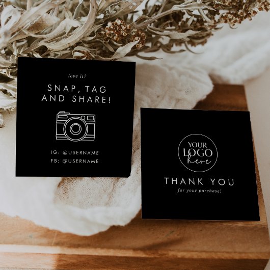 シックブラックロゴソーシャルメディア共有ありがとう スクエア名刺