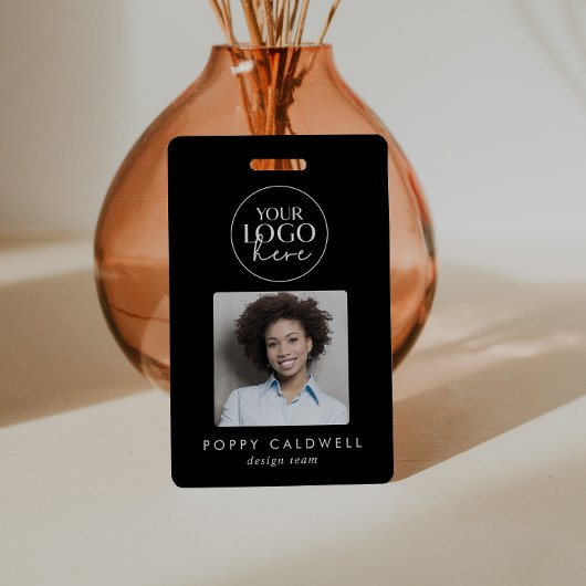 シックブラックロゴフォトQRコードビジネスID バッジ