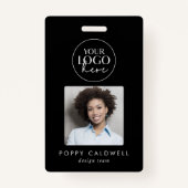 シックブラックロゴフォトQRコードビジネスID バッジ (正面)