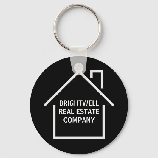 シックブラック実在エステート会社パーソナライズされた キーホルダー (正面)