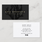 シックブラック海サンゴインテリアデザイナー 名刺 (正面/裏面)