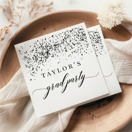 シックブラック紙吹雪卒業パーティー スタンダードカクテルナプキン