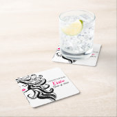 シックブラック美容師卒業パーティーレトロ スクエアペーパーコースター (インサイチュ)