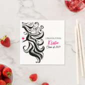 シックブラック美容師卒業パーティーレトロ スタンダードカクテルナプキン (インサイチュ)