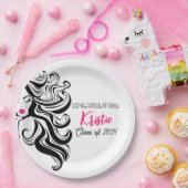 シックブラック美容師卒業パーティーレトロ ペーパープレート (パーティー)