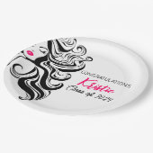 シックブラック美容師卒業パーティーレトロ ペーパープレート (アングル)