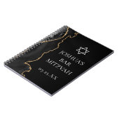 シックブラック金ゴールドアゲートバー(ユダヤ教の)バル・ミツバーカスタム ノートブック (左側)