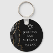 シックブラック金ゴールドアゲートバー(ユダヤ教の)バル・ミツバーパーティー キーホルダー (正面)