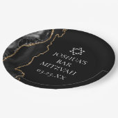 シックブラック金ゴールドアゲートバー(ユダヤ教の)バル・ミツバーパーティー ペーパープレート (アングル)