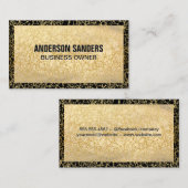 シックブラック金ゴールドレザー |金ゴールド抽象芸術テクスチャ 名刺 (正面/裏面)