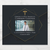 シックブラック金ゴールド医学学校卒業パーティー スパークリングワインラベル (シングルラベル)