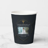 シックブラック金ゴールド医学学校卒業パーティー 紙コップ (正面)