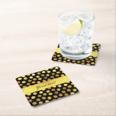 シックブラック金箔紙吹雪ドット スクエアペーパーコースター (インサイチュ)