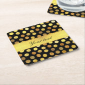 シックブラック金箔紙吹雪ドット スクエアペーパーコースター (アングル)