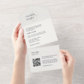 シックブラック&アイボリーモノグラムイニシャル オールインワン招待状 (貼ってはがせる)