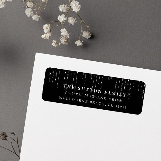 シックブラック&ホワイトストリングライト差出人住所 ラベル