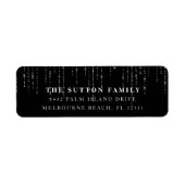 シックブラック&ホワイトストリングライト差出人住所 ラベル (正面)