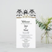 シックブラック&ホワイトダマスクパール結婚式 プログラム (スタンド正面)