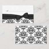 シックブラック&ホワイトダマスク座席表 プレイスカード (正面/裏面)