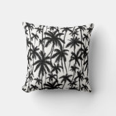 シックブラック+ホワイトパームツリーパターン クッション (正面)