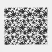 シックブラック+ホワイトパームツリーパターン フリースブランケット (正面(横))