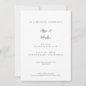 シックブラック&ホワイトフォトタイポグラフィたった今結婚しました 招待状 (裏面)