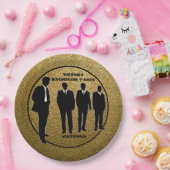 シックブラック&金ゴールドバチュラーパーティ ペーパープレート (パーティー)