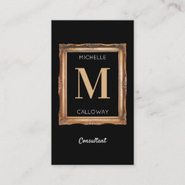 シックブラック&金ゴールドモノグラムプロフェッショナル 名刺