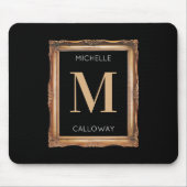 シックブラック&金ゴールドモノグラム マウスパッド (正面)
