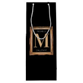 シックブラック&金ゴールドモノグラム ワインギフトバッグ (裏面)