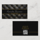 シックブラック&金ゴールドラグジュアリー実在エステートエージェント 名刺 (正面/裏面)