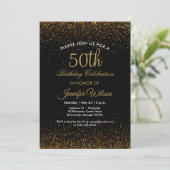 シックブラック&金ゴールド50th誕生日招待状 招待状 (スタンド正面)
