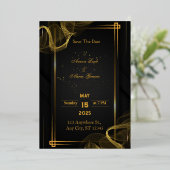 シックブラック&金ゴールド エレガント 箔招待状 (立ち正面)