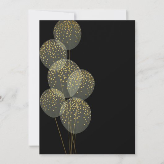 シックブラックn金ゴールドボウフレームメス誕生日 招待状 (裏面)