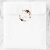 シックブルガンディオレンジフローラ秋秋の結婚式 ラウンドシール (バッグ)