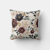 シックブルガンディクリームフローラ クッション (正面)