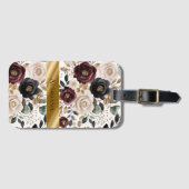 シックブルガンディクリームフローラ ラゲッジタグ (正面横)