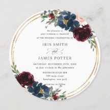 シックブルガンディネイビーブルー赤面フローラ結婚ズ