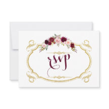 シックブルガンディマルサラフローラ秋の結婚式RSVP
