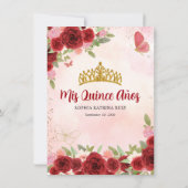 シックブルガンディレッド金ゴールドフローラプリンセスキンセアニラ サンキューカード (裏面)