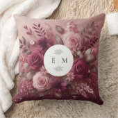 シックブルゴーニュと赤面ピンクグリッター モノグラムの クッション (ブランケット)