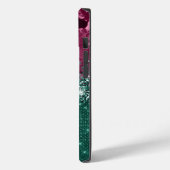 シックブルゴーニュティール(緑がかった色)ミントグリッターマーブルモノグラム Case-Mate iPhoneケース (裏面 / 左)