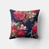 シックブルゴーニュフローラオンネイビーブルー クッション (裏面)