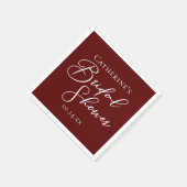 シックブルゴーニュブライダルシャワーパーソナライズされたホワイト スタンダードカクテルナプキン (角)