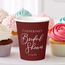 シックブルゴーニュブライダルシャワー パーソナライズされた 紙コップ