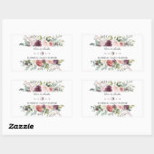 シックブルゴーニュ赤面アイボリーフローラフレーム結婚ズ 長方形シール (シート)